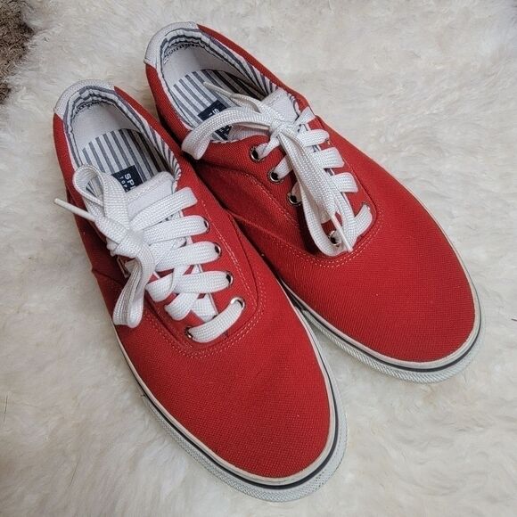 Men's Red Sperry Top Sider deck shoes/sneakers size 8.5 - Picture 1 of 11